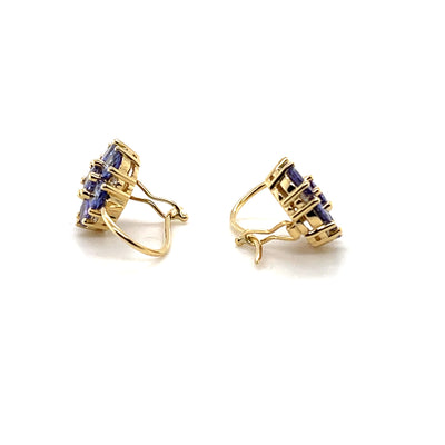 18CT Yellow Gold Tanzanite and Diamond Earrings
