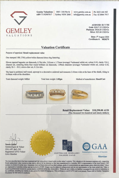 18CT Yellow Gold Tapered Diamond baguette Ring