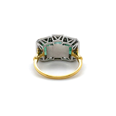 18CT Yellow Gold Trilogy Emerald and Diamond Ring