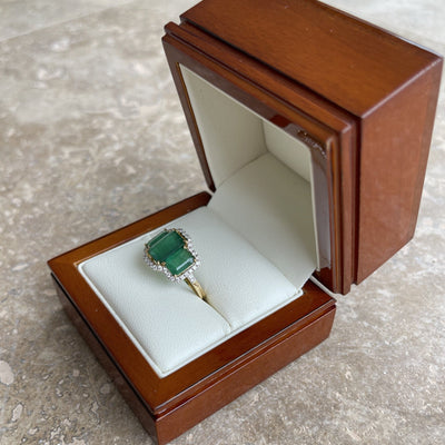 18CT Yellow Gold Trilogy Emerald and Diamond Ring