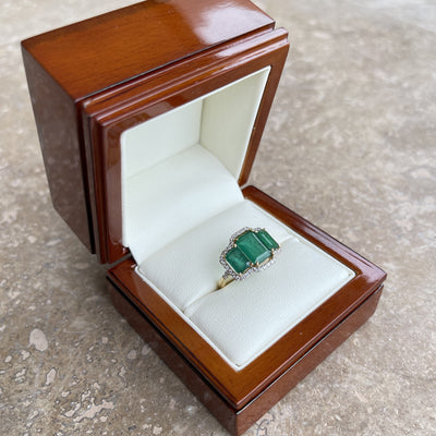 18CT Yellow Gold Trilogy Emerald and Diamond Ring