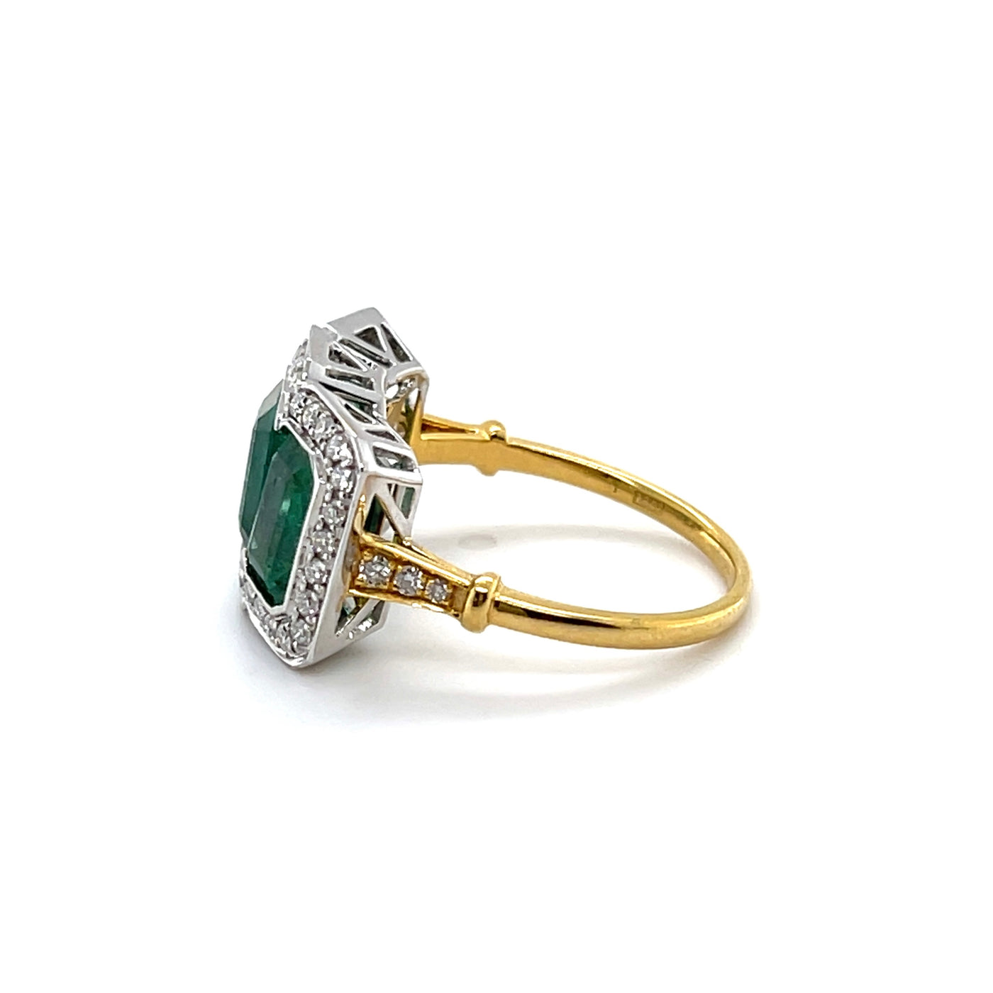 18CT Yellow Gold Trilogy Emerald and Diamond Ring