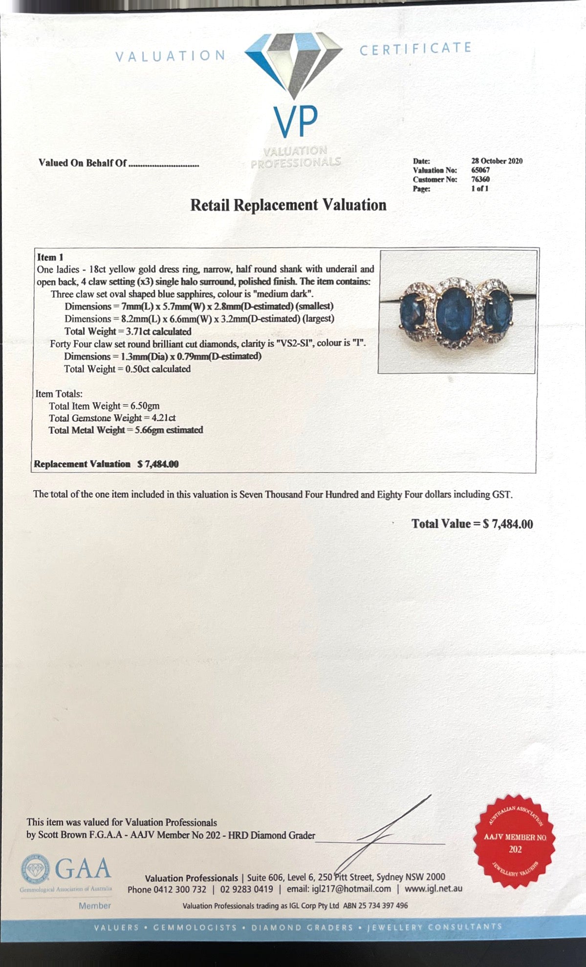 18CT Yellow Gold Trilogy Sapphire and Diamond Ring