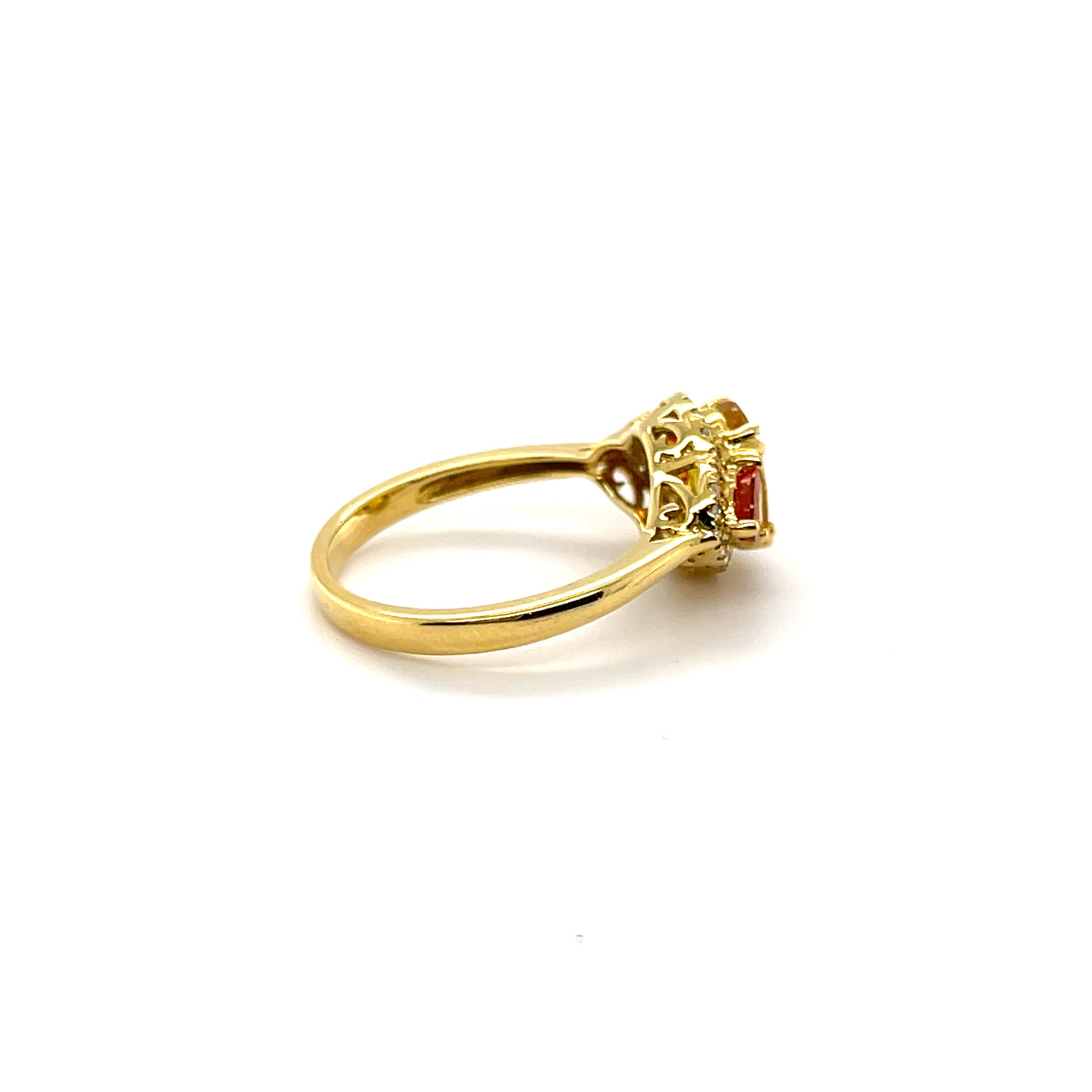 18CT Yellow Gold Yellow and Orange Sapphire and Diamond Ring