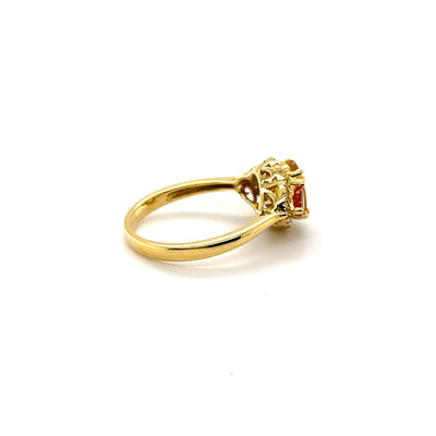 18CT Yellow Gold Yellow and Orange Sapphire and Diamond Ring