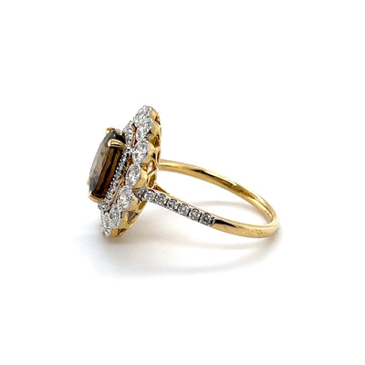 18CT Yellow Gold (GIA CERTIFIED) Natural Alexandrite and Diamond dress ring