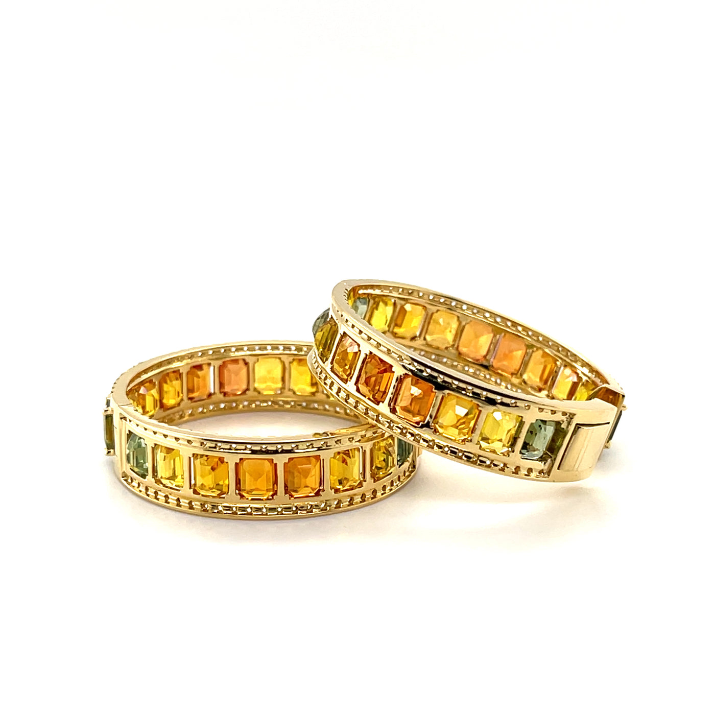 18CT Yellow Gold (NO HEAT) Fancy Sapphire and Diamond Earrings