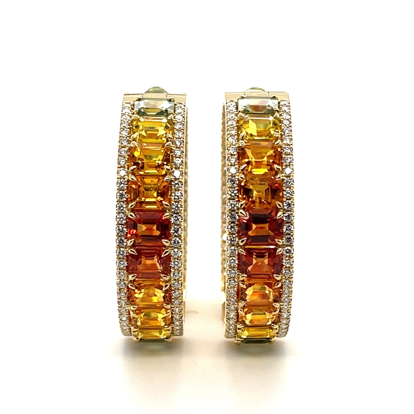 18CT Yellow Gold (NO HEAT) Fancy Sapphire and Diamond Earrings