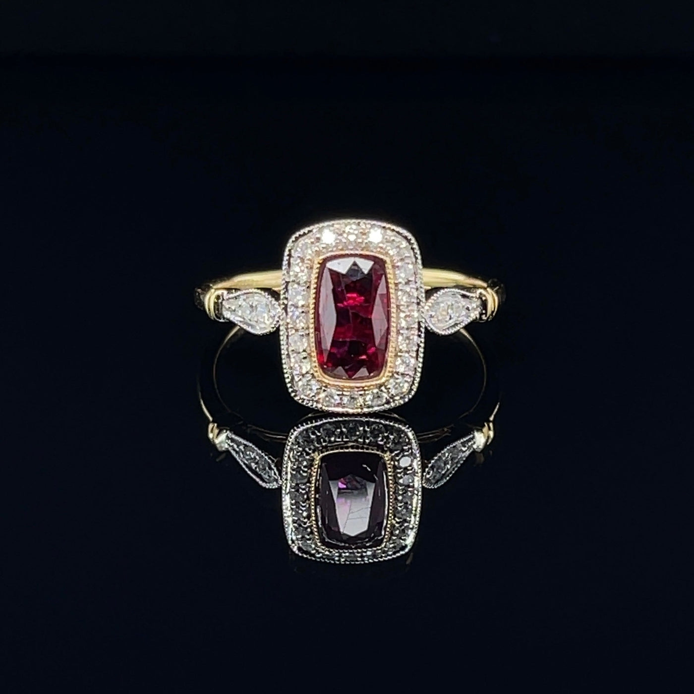 18CT Yellow Gold (NO HEAT) Ruby and Diamond Ring