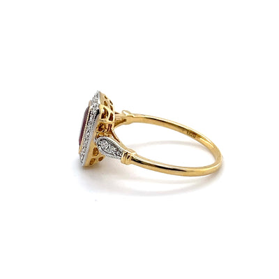 18CT Yellow Gold (NO HEAT) Ruby and Diamond Ring