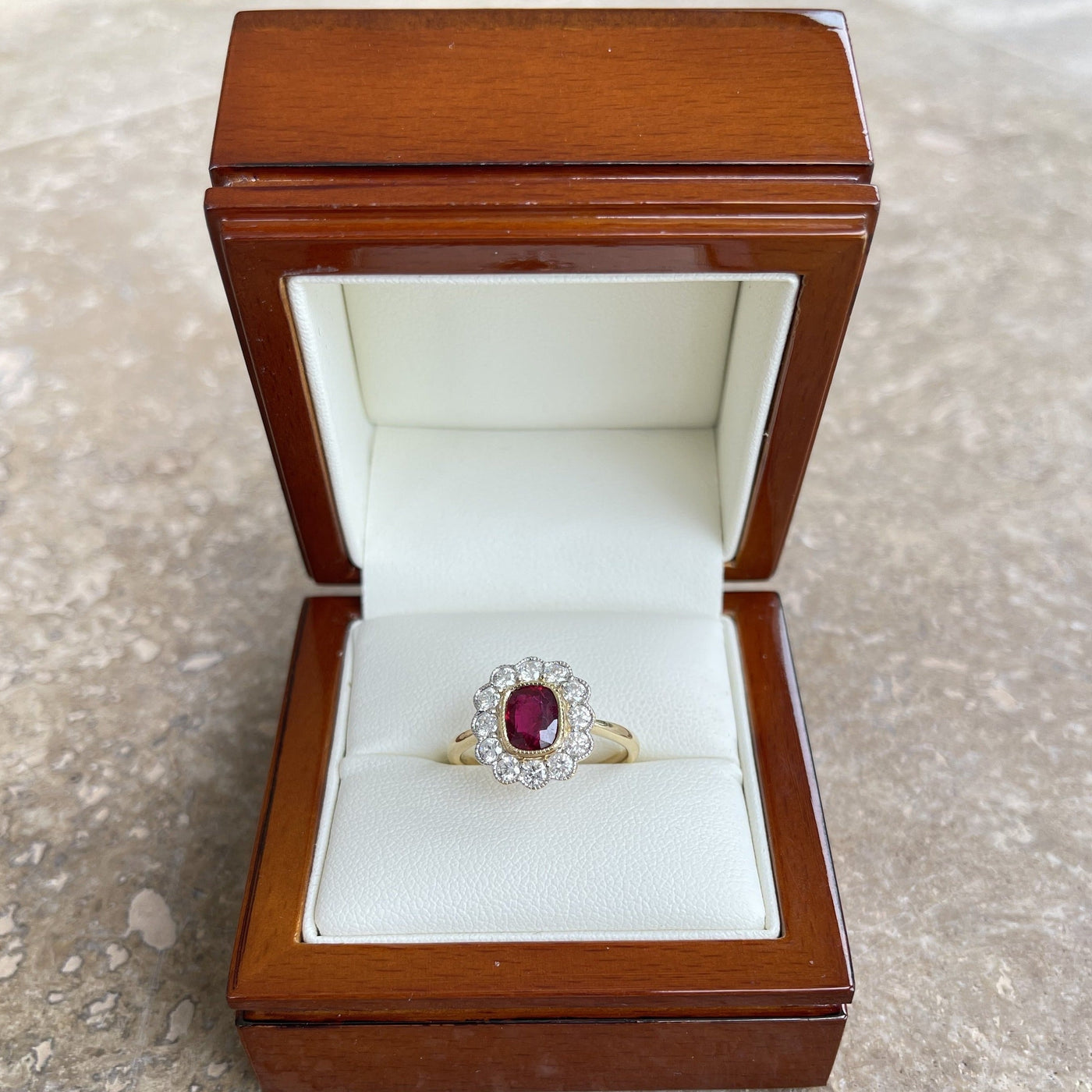 18CT Yellow Gold (NO HEAT) Ruby and Diamond ring