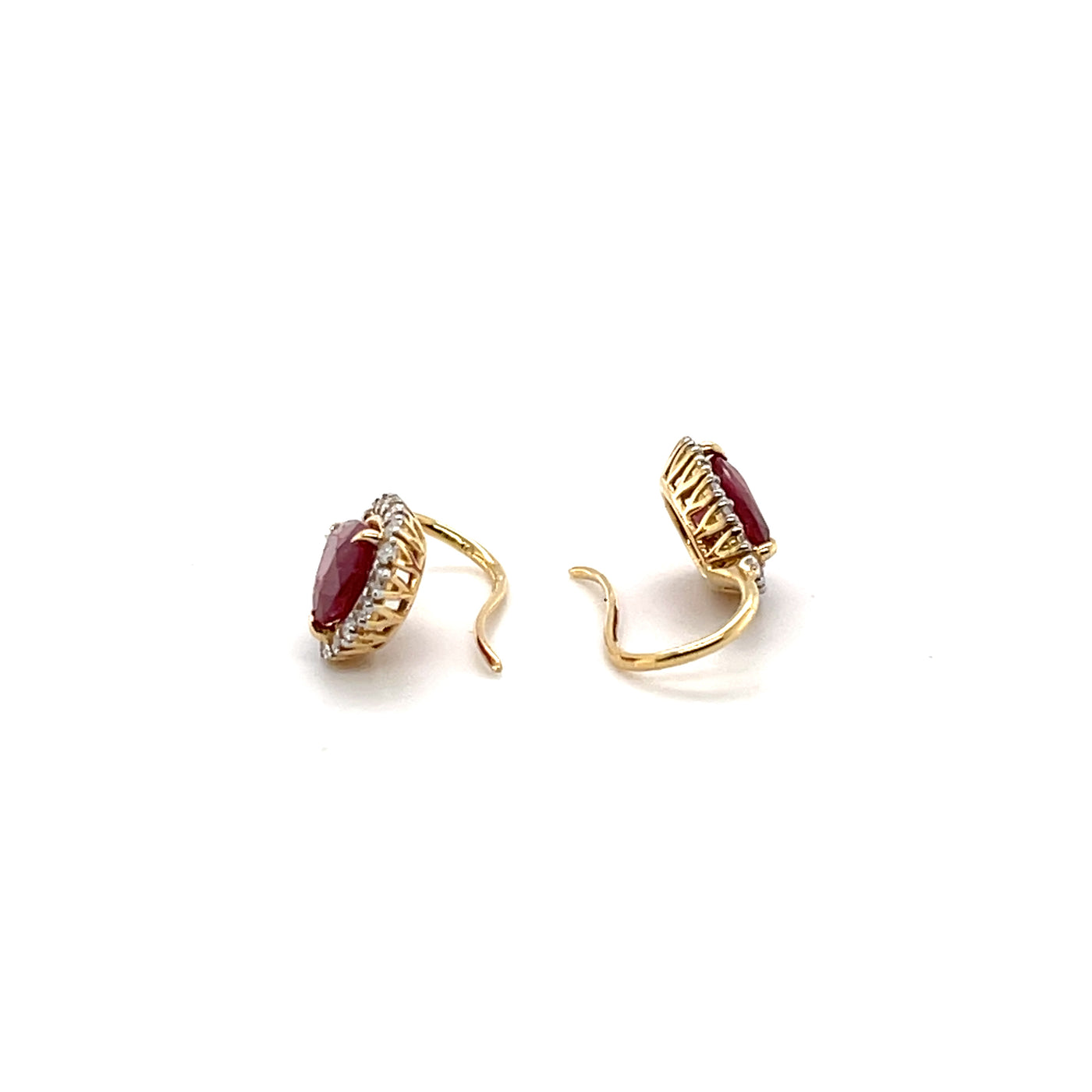18CT Yellow Gold 'Pear' Ruby and Diamond Earrings