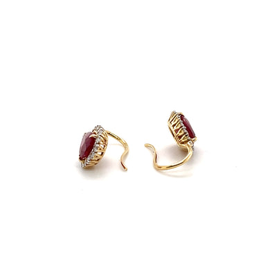 18CT Yellow Gold 'Pear' Ruby and Diamond Earrings