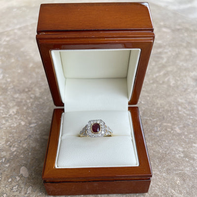 18CT Yellow Gold (NO HEAT) Ruby and Diamond Ring