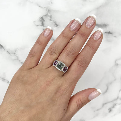 18CT Rose Gold (NO HEAT) Trilogy Coloured Sapphire Ring