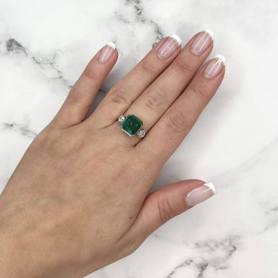 18CT White Gold Emerald and Diamond Ring