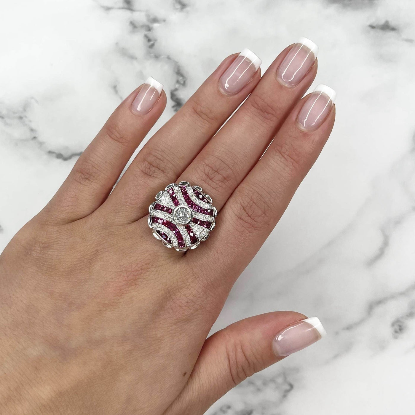 18CT White Gold Ruby and Diamond Cocktail Ring