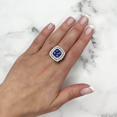 18CT White Gold Tanzanite and Diamond Ring