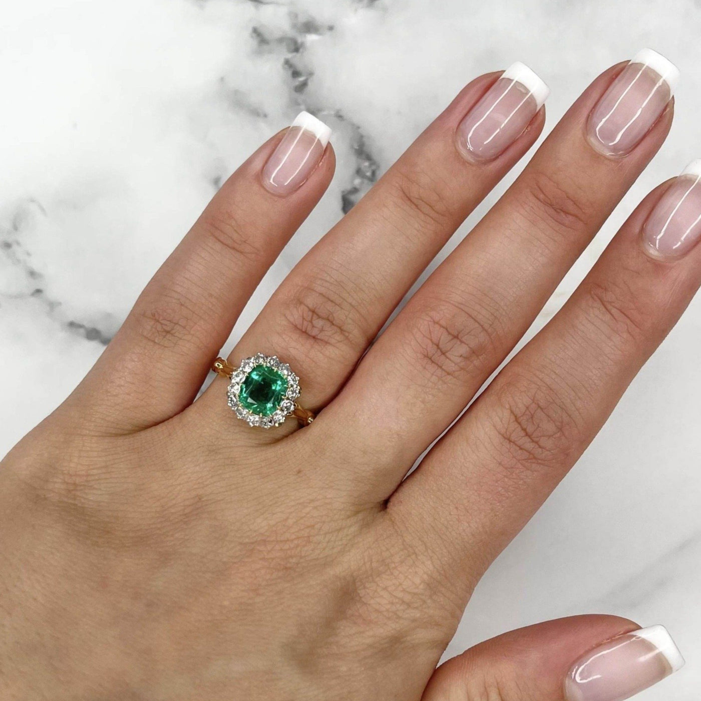 18CT Yellow Gold Colombian Emerald and Diamond Ring
