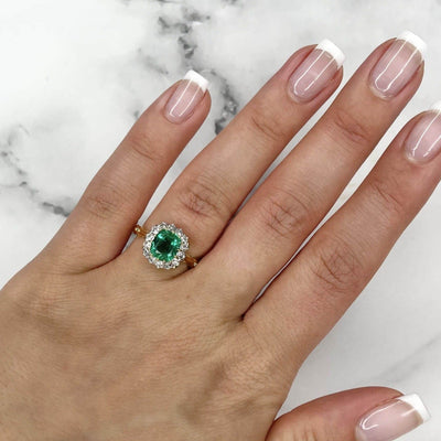 18CT Yellow Gold Colombian Emerald and Diamond Ring