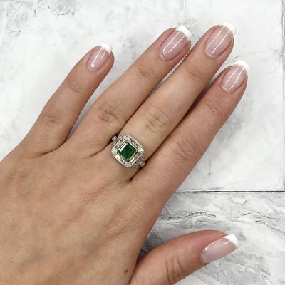 18CT Yellow Gold Emerald and Diamond Ring