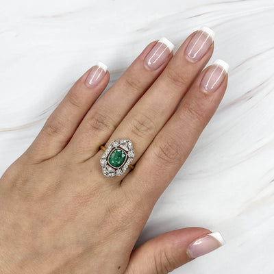 18CT Yellow Gold Emerald and Diamond Ring