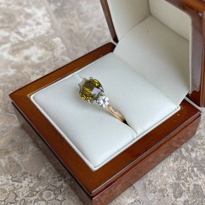 18CT rose gold and white gold Chrysoberyl (Natural Alexandrite) and diamond ring GIA CERTIFIED