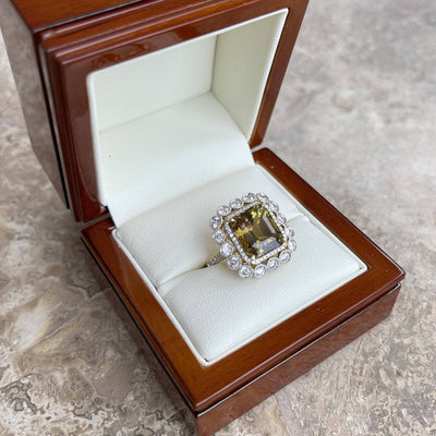 18CT yellow gold chrysoberyl (Natural Alexandrite) and diamond ring GIA CERTIFIED