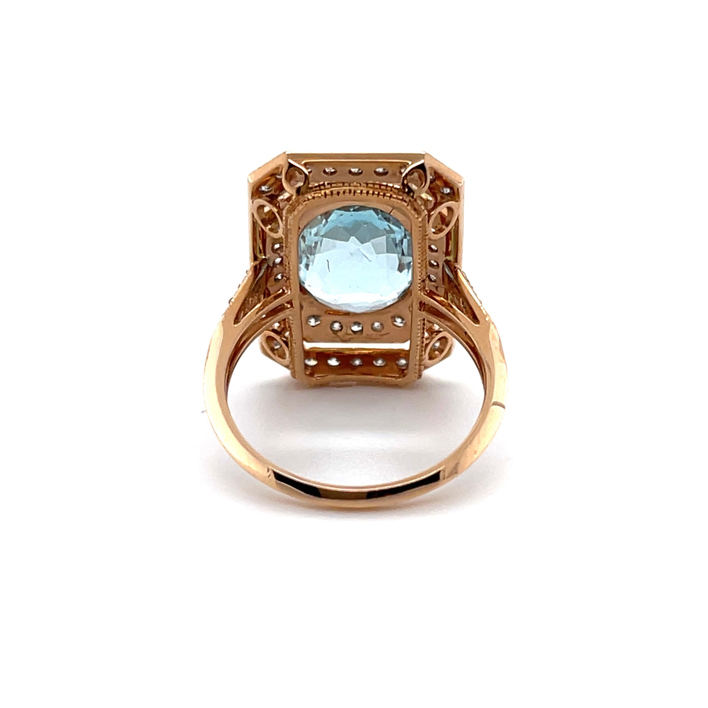 18CT rose gold Aquamarine and diamond ring