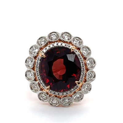 18CT rose gold Burma Myannar Spinel and diamond ring (AIGS CERTIFIED)