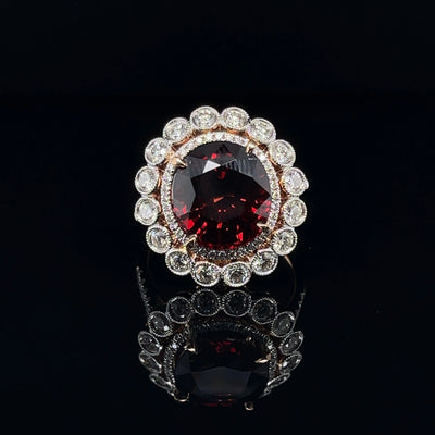 18CT rose gold Burma Myannar Spinel and diamond ring (AIGS CERTIFIED)