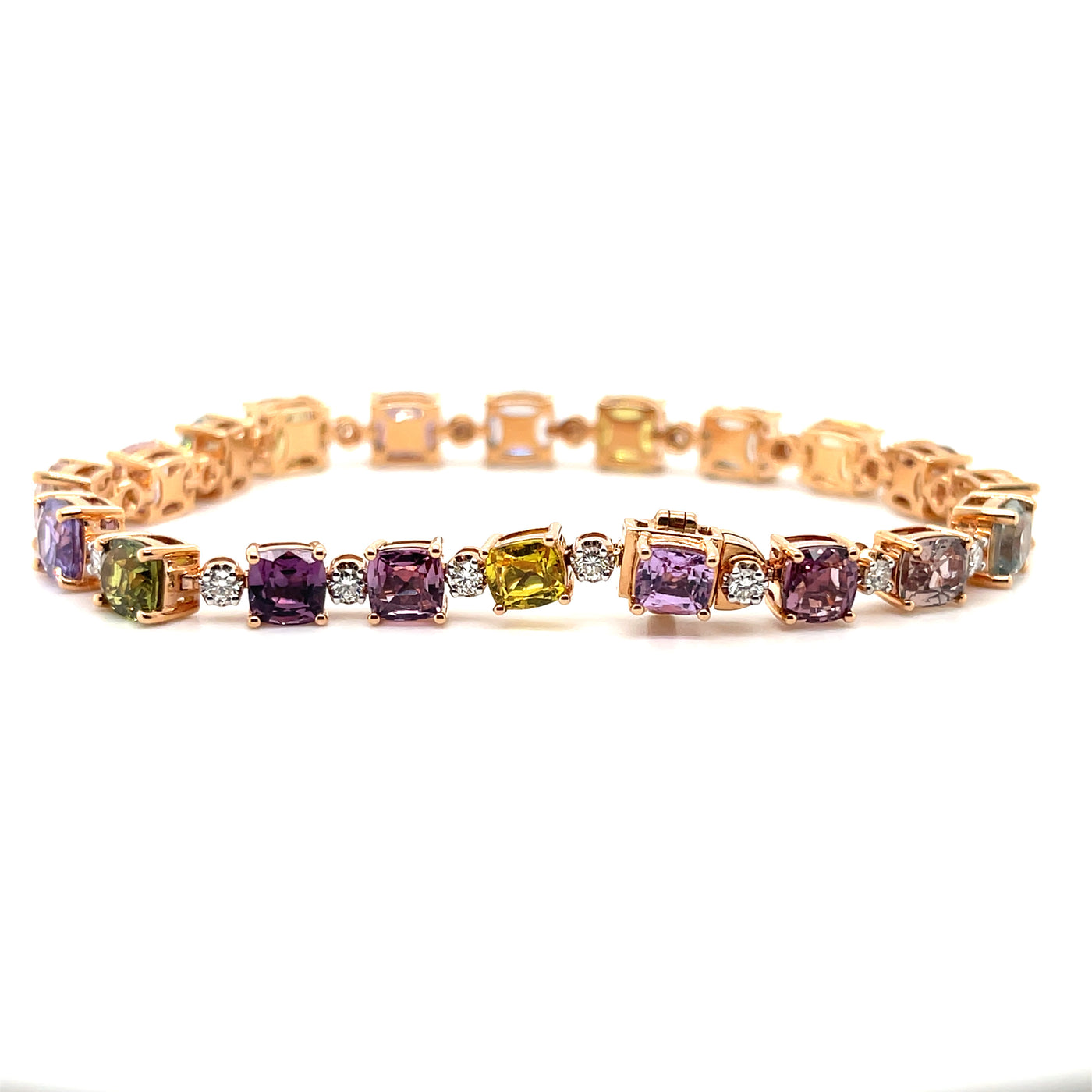 18CT rose gold (NO HEAT) sapphire and diamond bracelet