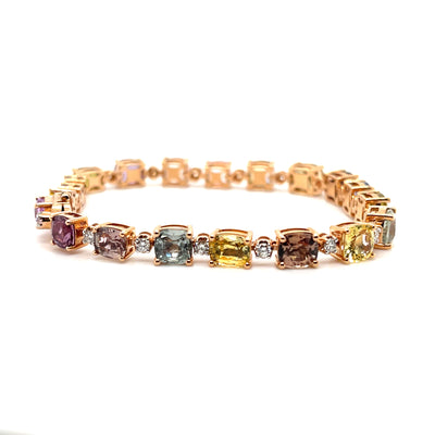 18CT rose gold (NO HEAT) sapphire and diamond bracelet