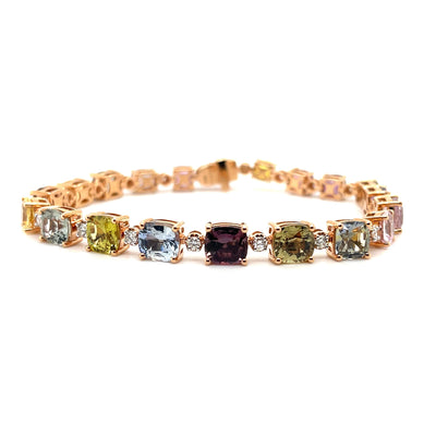 18CT rose gold (NO HEAT) sapphire and diamond bracelet