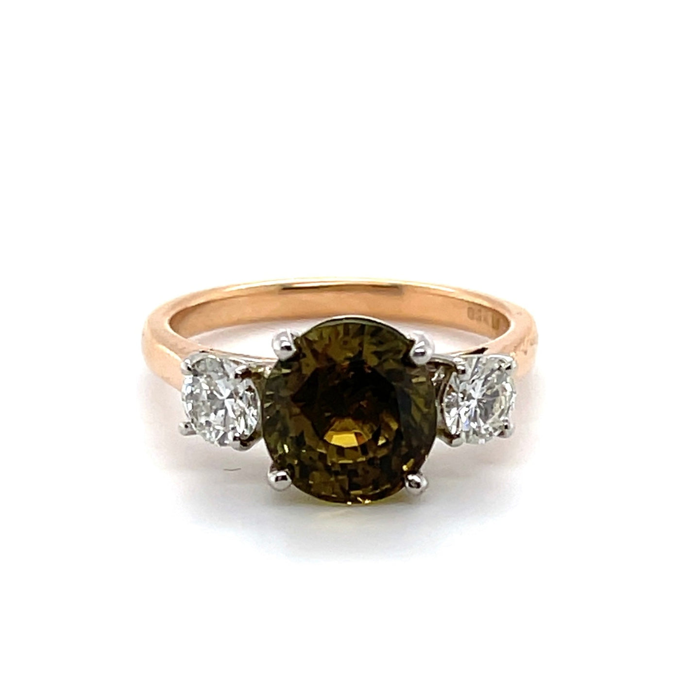 18CT rose gold and white gold Chrysoberyl (Natural Alexandrite) and diamond ring GIA CERTIFIED