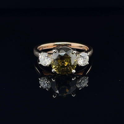 18CT rose gold and white gold Chrysoberyl (Natural Alexandrite) and diamond ring GIA CERTIFIED
