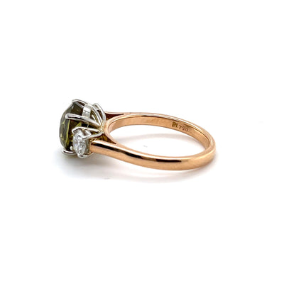 18CT rose gold and white gold Chrysoberyl (Natural Alexandrite) and diamond ring GIA CERTIFIED