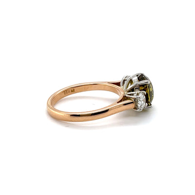 18CT rose gold and white gold Chrysoberyl (Natural Alexandrite) and diamond ring GIA CERTIFIED