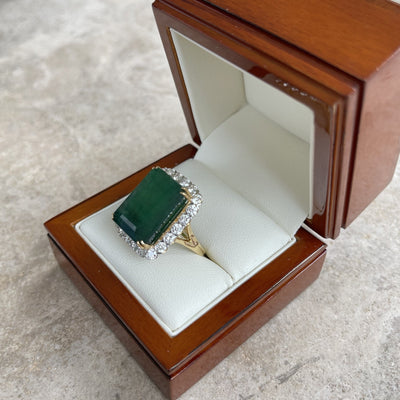 18CT Yellow Gold Emerald and Diamond Ring