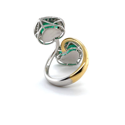 18CT yellow and white gold colombian emerald and diamond ring