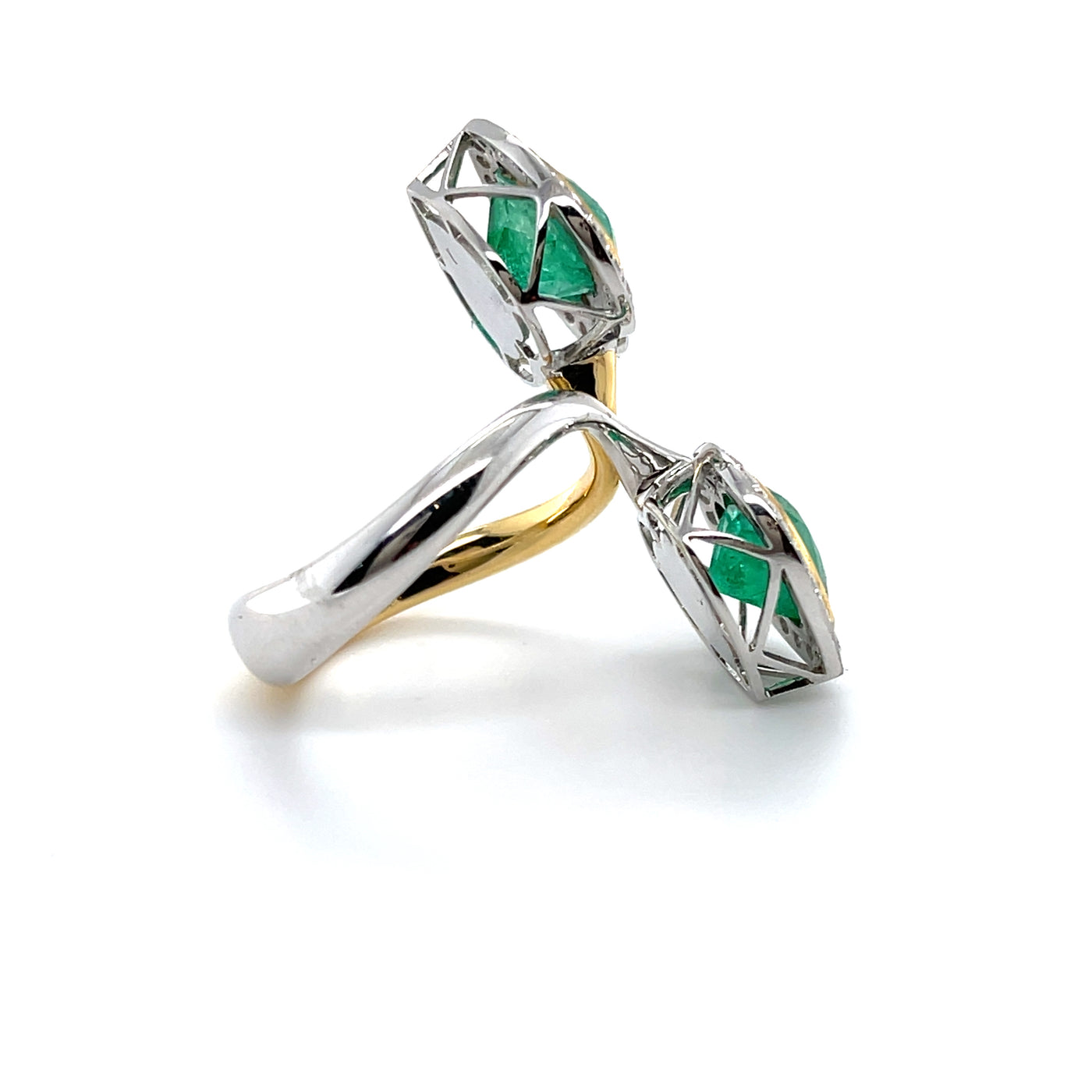 18CT yellow and white gold colombian emerald and diamond ring