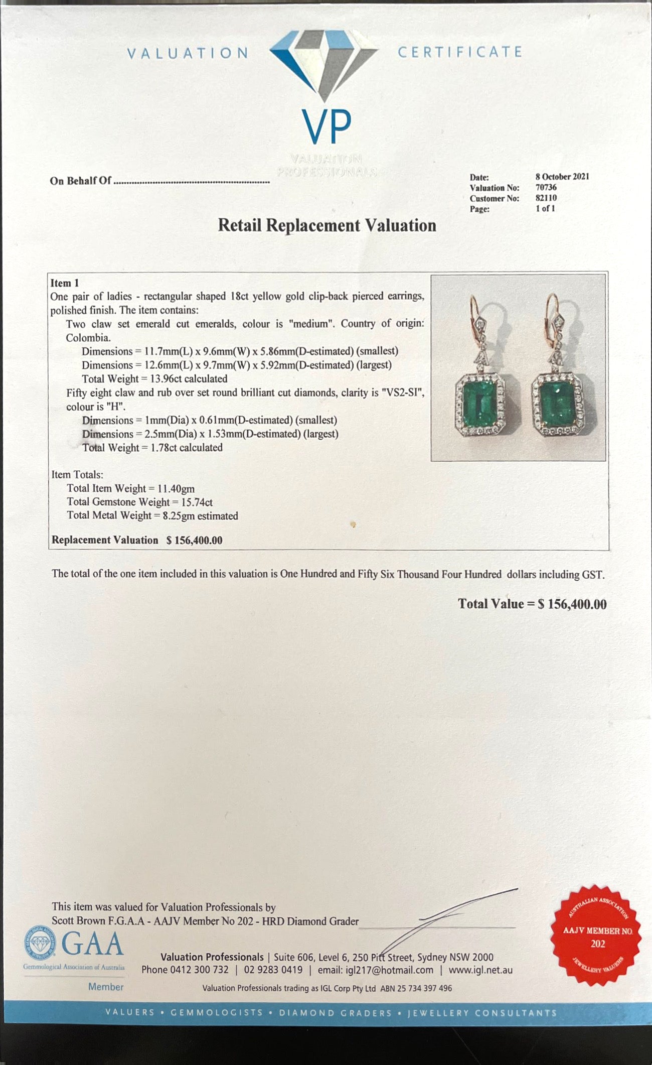 18CT yellow gold Colombian emerald and diamond earrings