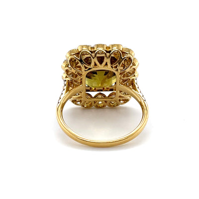 18CT yellow gold chrysoberyl (Natural Alexandrite) and diamond ring GIA CERTIFIED