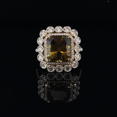 18CT yellow gold chrysoberyl (Natural Alexandrite) and diamond ring GIA CERTIFIED