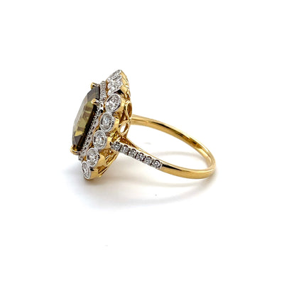 18CT yellow gold chrysoberyl (Natural Alexandrite) and diamond ring GIA CERTIFIED