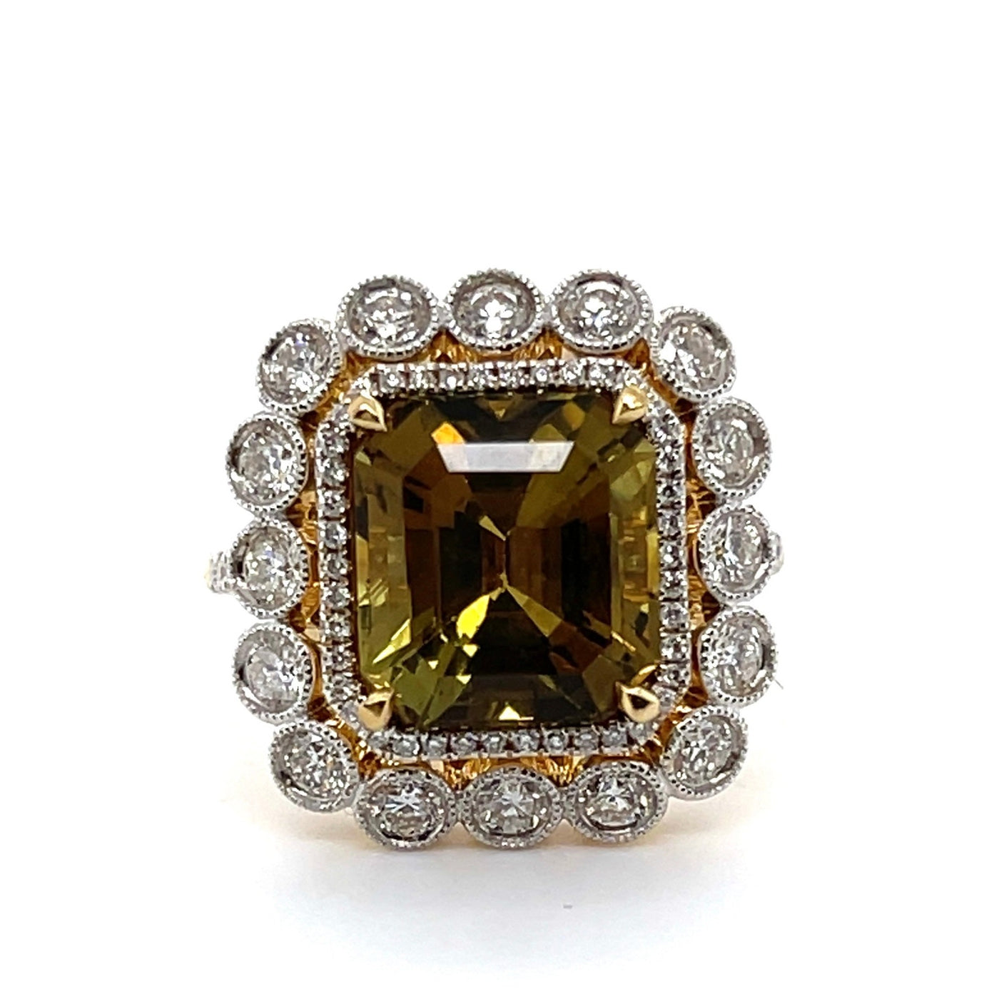 18CT yellow gold chrysoberyl (Natural Alexandrite) and diamond ring GIA CERTIFIED