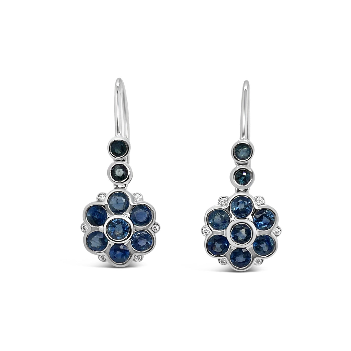 18CT White Gold Sapphire and Diamond Earrings