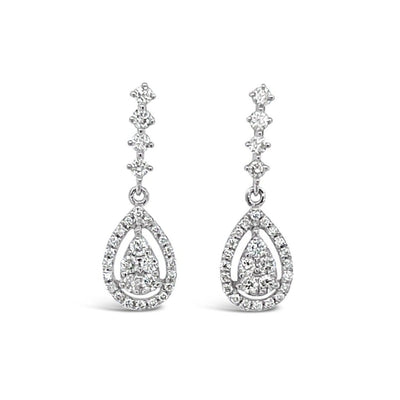 18CT White Gold Diamond Drop Earring Studs