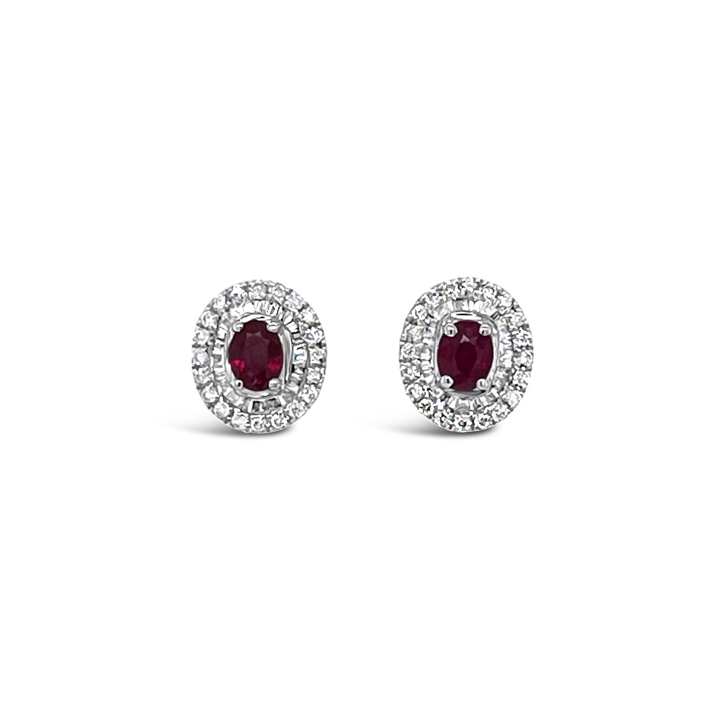 18CT White Gold Ruby and Diamond Earring Studs