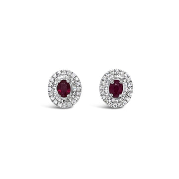 18CT White Gold Ruby and Diamond Earring Studs